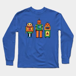 Three Retro Robot Friends Long Sleeve T-Shirt